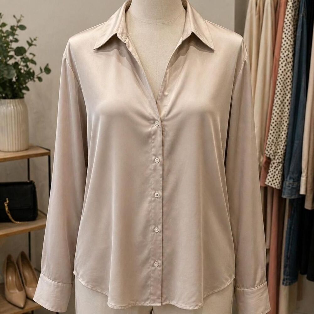 H-m Women's Pink and Cream Blouse